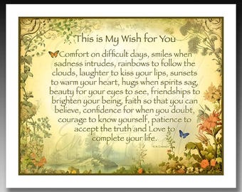 Emerson Poem Print: My Wish For You, Floral Art