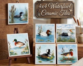 Waterfowl Tiles: Duck Prints, Mallard, Wood, Eider, Merganser, Loon Prints,