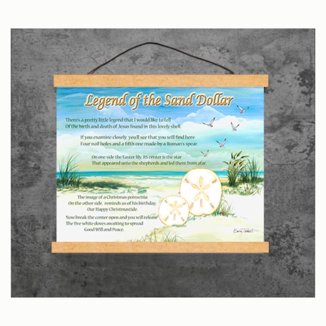 Sand Dollar Legend Poem Print Canvas Banner Magnetic Hanger | Etsy