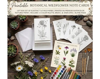 Paint-Your-Own Wildflowers Stationery Set: Botanical flowers Note Cards Box Set