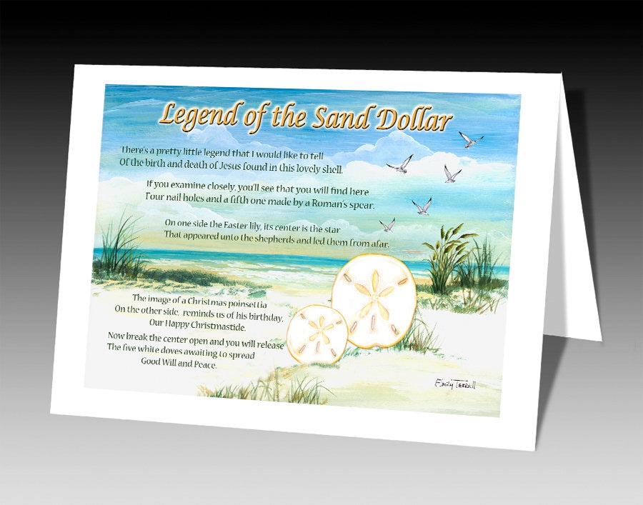 Sand Dollar Legend Poem Print Card, Prints, Card, Sand Dollars, Legend ...