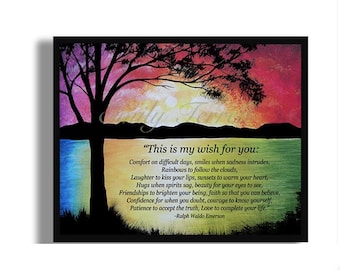 Ralph Waldo Emerson, Poem, Verse, Rainbow Scene, Black Tree, Poems, Quotes, Wish, My Wish Poem, Wall Decor, Wall Art, Inspirational