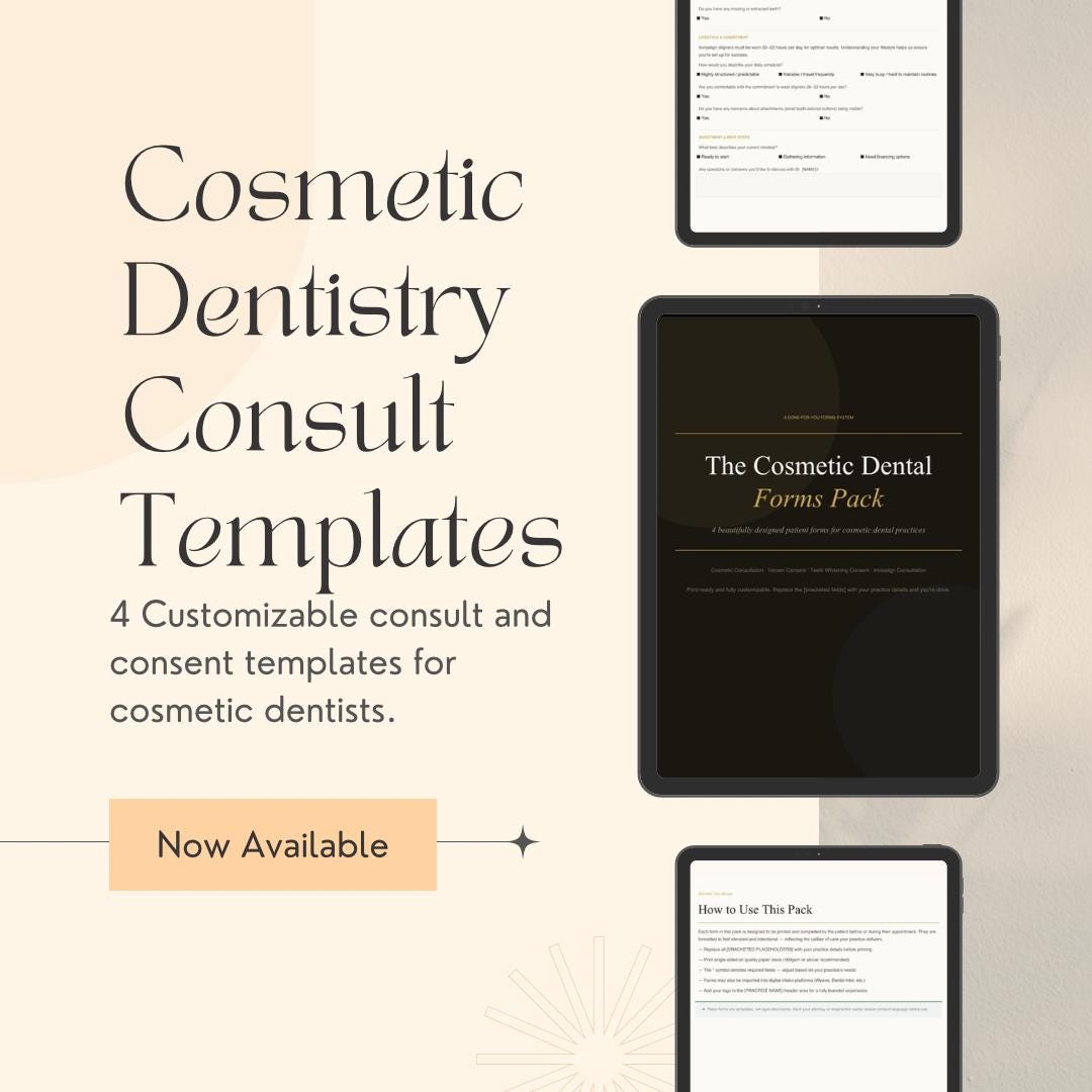 Invisalign Templates Cosmetic Dental Forms Pack | 4 Patient Forms | Veneer Consent ...