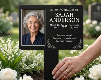 Placa conmemorativa fotográfica personalizada, marcador de cementerio personalizado, regalo para jardín de condolencias