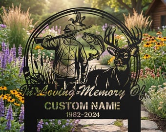 Letrero conmemorativo de caza personalizado, lápida para cazador, regalo de condolencia
