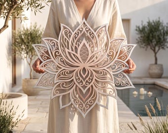 Mandala Metal Wall Art - Lotus Flower Decor - Spiritual Wall Hanging - Meditation Decor, Boho Home Decor, Yoga Gift
