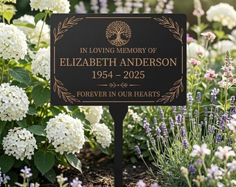 Memorial Garden Sign with Name and Dates, Custom Grave Plaque, Sympathy Gift