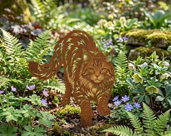 Rustic Cat Garden Decor, Metal Yard Stake, Cat Memorial Gift