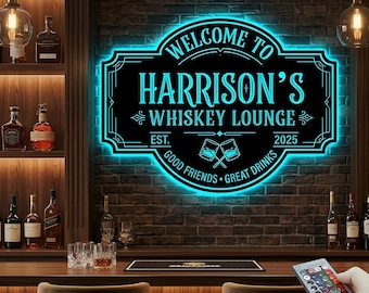 Decoración LED para bar en casa, letrero personalizado para salón de whisky, regalo para baristas.