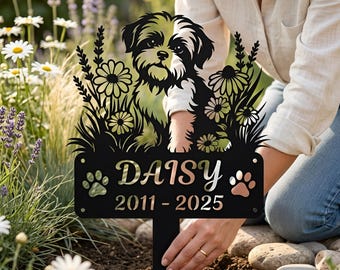 Shih Tzu Dog Memorial Stake,Custom Shih Tzu Metal Grave Marker,Personalized Dog Name Cemetery Stake,Dog Remembrance Stake,Loss of Dog Gift