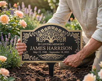 Letrero personalizado para jardín conmemorativo de árbol, lápida personalizada, regalo de condolencia