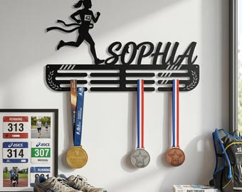 Soporte personalizado para medallas de running, expositor de medallas para corredoras, regalo para maratonistas