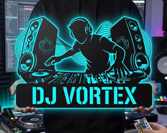 Custom DJ Name LED Sign, Music Studio Decor, DJ Gift