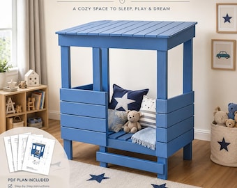 Bauplan für ein Kleinkinderhausbett, Montessori-Bodenbettgestell (PDF-Download)