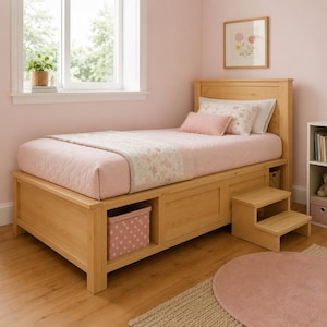 Twin Storage Bed Plans PDF | Kids Furniture Plans | DIY Bed Frame | Woodworking Plans | Bookcase Bed | Printable plans