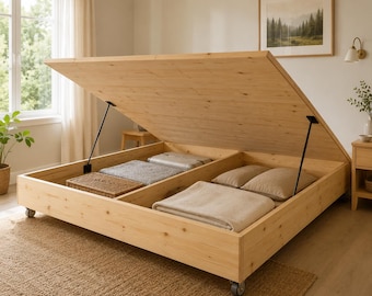 Opbergbedden pdf-indeling | Groot platformbed | Verborgen opbergbed DIY | Moderne bedframes | Houtbewerkingsplannen