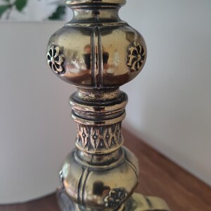 Tall massive candelabra brass lamp Hollywood regency rococo image 3