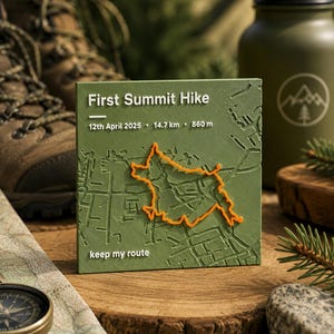 Personalised Raised Hiking Route Map | Custom Trail Keepsake, Walker Gift