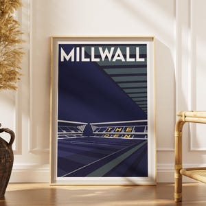 Millwall The Den Retro Football Stadium Art Print, Iconic soccer, English Football Home Decor