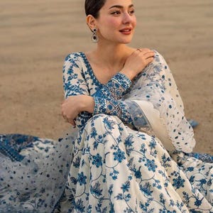 luxury embroidered dresses with patterns 3-pc Embroidered Luxury Collection- Embroidered Dress- Eid Collection