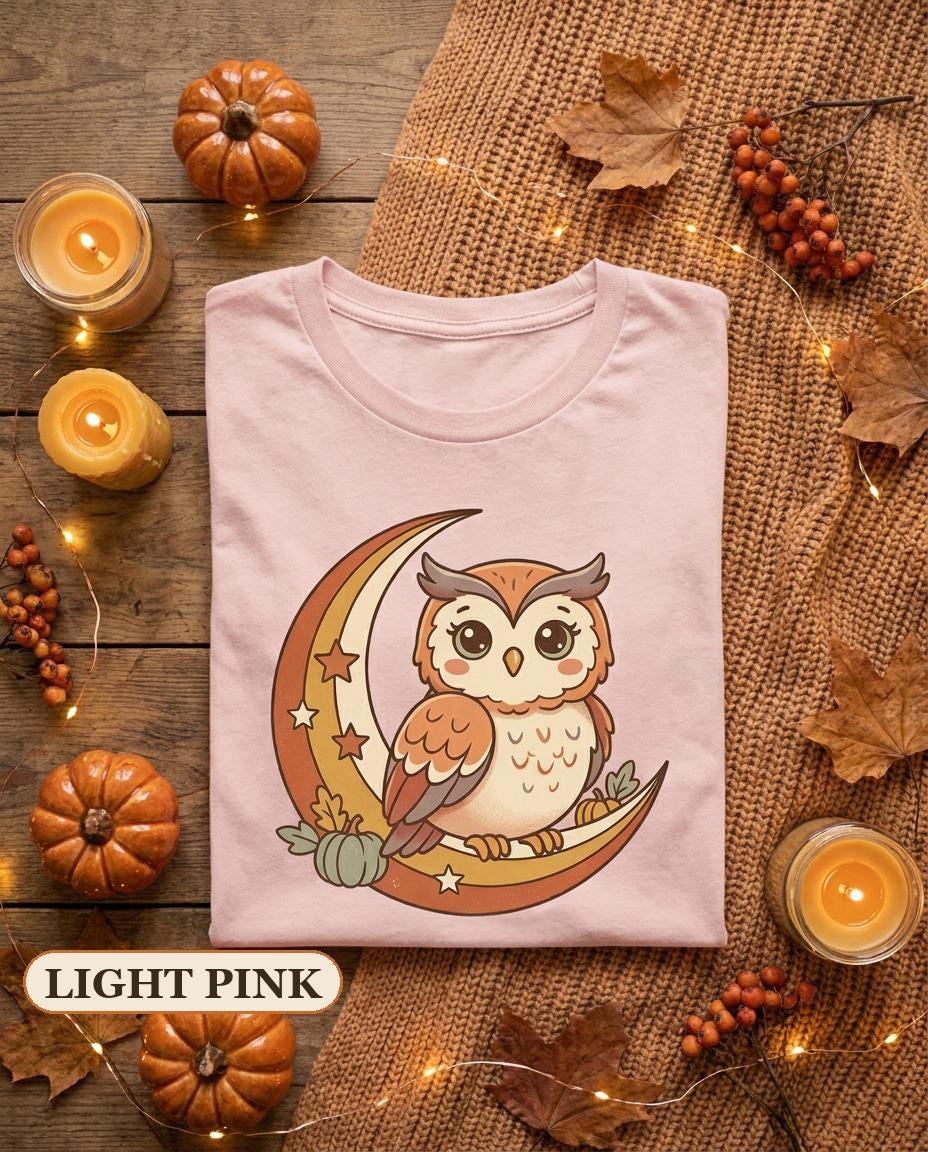 Owl Halloween Shirt, Cute Spooky Owl Tee, Retro Fall Owl Shirt for Bird Lovers, Cozy Spooky Season A
