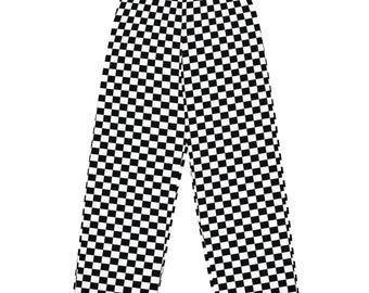 Checked Wide-Leg Pants