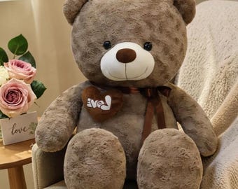 Peluche douce ours en peluche avec coeur d'amour - cadeau animal en peluche