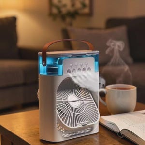 Portable Air Cooler Fan: 3-in-1 Personal Cooling Unit with Humidifier, LED Night Light