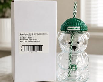 2026 Glass Starbucks Barista Bear Cold Cup Holiday Limited Edition - New in Box