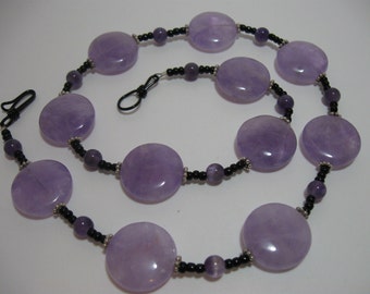 Amethyst and Black Beaded Necklace