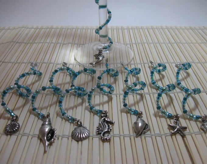 Beaded Spiral Wine Glass Charms Etsy