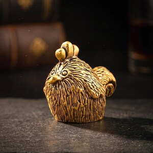 Mini Brass Rooster Figurine, Tiny Vintage Chicken Statue, Small Brass Animal Ornament, Antique Style Table Decor, Gift Idea