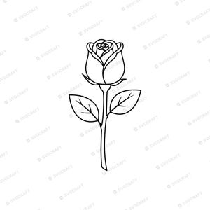 Immagine vettoriale di una rosa in formato SVG e PNG, file di taglio di una singola rosa per Cricut e Silhouette, contorno di rosa per sublimazione, disegno floreale vettoriale.