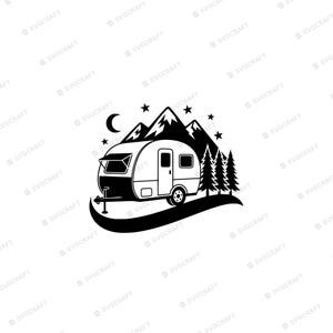 Camper Mountain SVG PNG, imágenes prediseñadas de caravana vintage para Cricut, sublimación RV Life, calcomanía de aventura, archivo de corte para camping