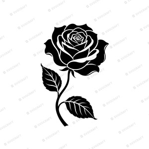 Rosblomma SVG-klippfil för Cricut, silhuett, blommig PNG-clipart, botanisk vektorkonst, vinyldekaldesign