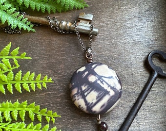 Purple creek jasper pendant // Rustic industrial jewelry // Gothic style // Dark aesthetic // Earthy industrial gothic jewelry