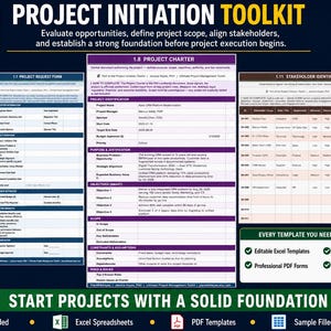 Project Initiation Toolkit | Excel Templates, PDF Forms, Sample Workbooks (Digital Download)