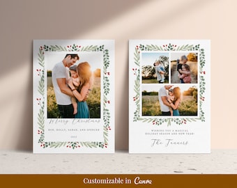 Editable Christmas Canva Card Template, Christmas Editable Card, Christmas Printable Card, Christmas Editable Photo Card - 1201