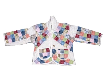 Handmade Quilted KIDS Jacket Made from an Antique Vintage Patchwork Quilt with Neutral Colors Quilt Childrens Jacket Approx. Size 3T 4T