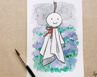 Original Painting - Teruterubozu - Drawing Japan 100 Day Project Illustration Artwork