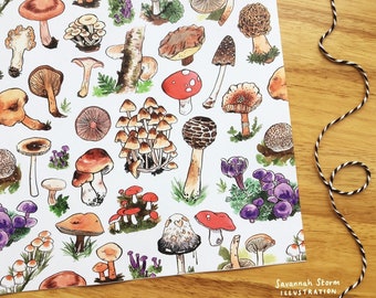 Mushrooms Wrapping Paper | Autumn Fall Fungi Patterned Gift Wrap