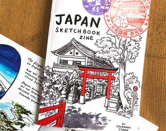 Zine de esboços sobre o Japão, diário de viagem