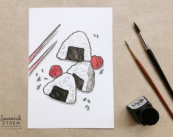 Original Painting - Onigiri - Drawing Japan 100 Day Project Illustration Artwork