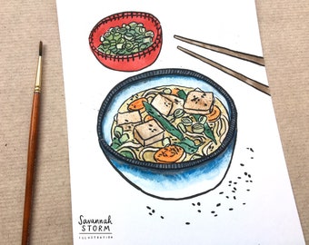 Original Painting - Miso Udon - Drawing Japan 100 Day Project Illustration Artwork