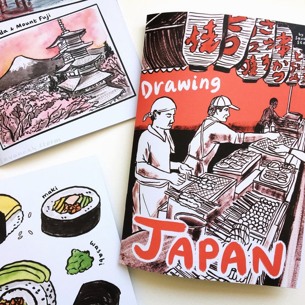 Drawing Japan Zine | Art Journal Travel Zine | Japanese Food, Culture, Traditions, Places