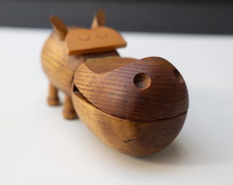 ZOO LINE Hippo - Rare Bushy Tail 1959 JV Orel Japan - Mid-Century Modern Storage Box
