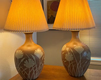 RARE Pair VTG Monumental Mid Century Modern Italian Ceramic Lamps Alvino Bagni
