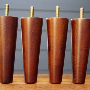 TNW5 5&quot; Walnut Finish Tapered LEGS/FEET for Mid-Century Modern/IKEA/Crate & Barrel Sofa/Chair/Dresser/Credenza/Bookshelf Furniture Hack