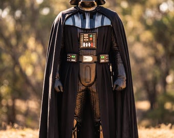 Fantasia Clássica de Darth Vader para Cosplay | Macacão de Couro Acolchoado Inspirado em Star Wars, Roupa de Halloween