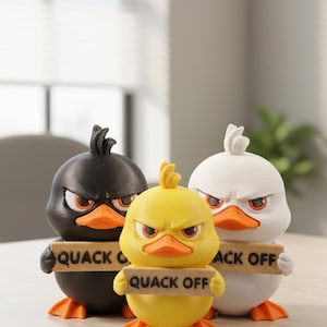 Quack Off Angry Duck-figur – Rolig 3D-utskriven skrivbordsdekor